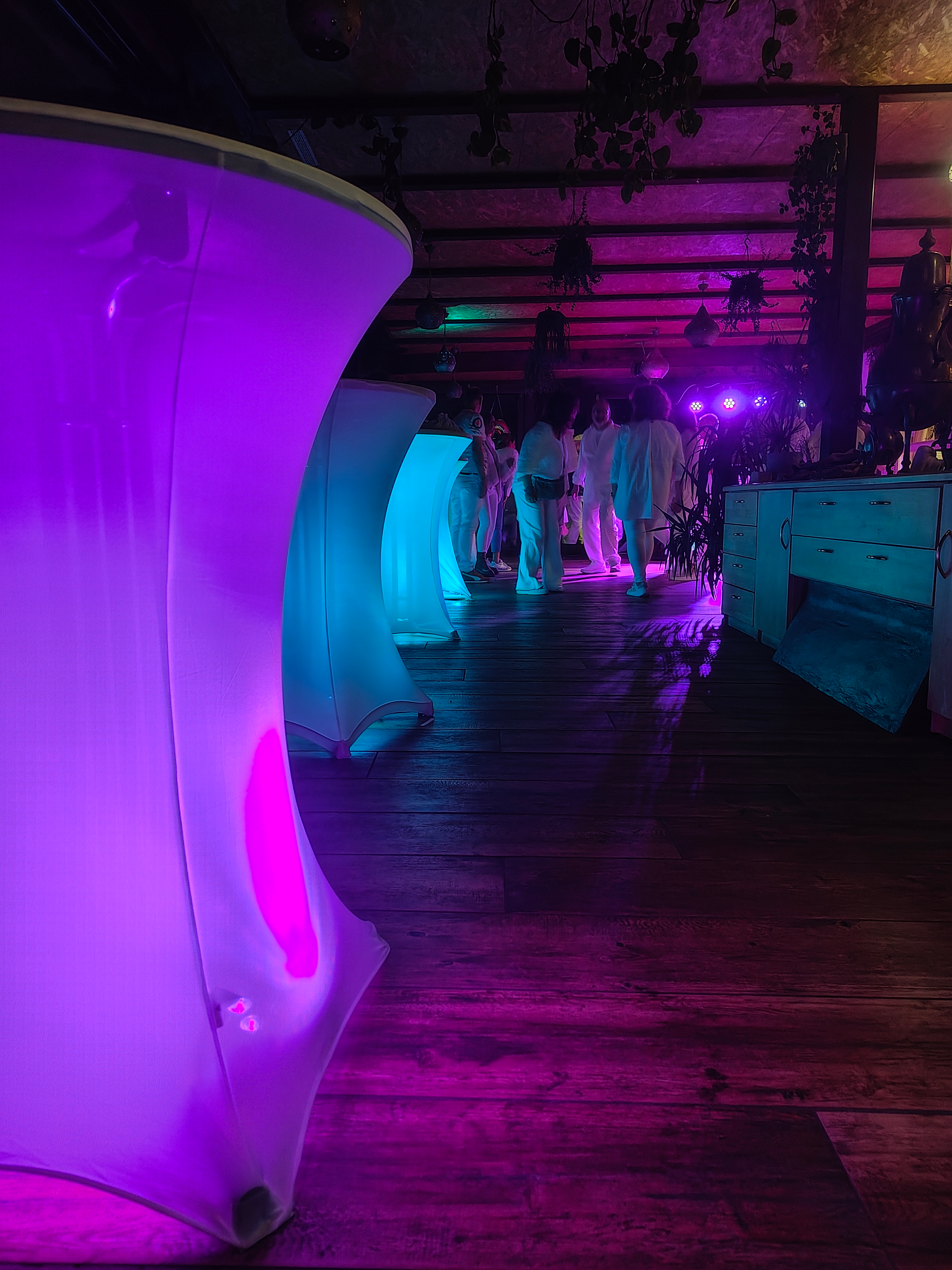 Beleuchtete Stehtische und Club-Atmosphäre beim 50. Geburtstag - DJ Dennis Rohde